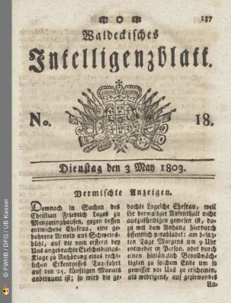 No. 18. Dienstag den 3 May 1803