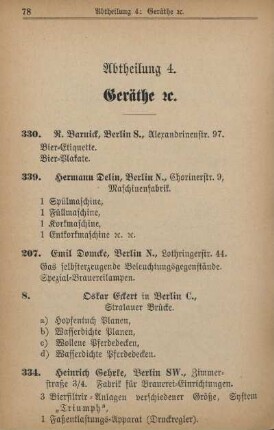 Abtheilung 4. Geräthe etc.