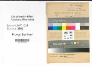 Entnazifizierung Bernhard Droege , geb. 01.08.1899 (Beamter)