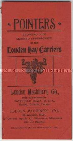 Halterungen für Flaschenzüge von der Firma Louden Machinery Company in USA