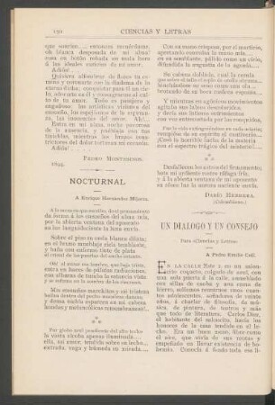 Un diálogo y un consejo : A Pedro Emilio Coll.