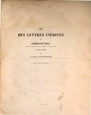 Sur des lettres inédites de Jacques de Vitry : écrites en 1246