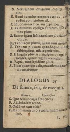 Dialogus 25. De funere, seu, de exequiis.