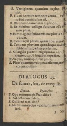 Dialogus 25. De funere, seu, de exequiis.