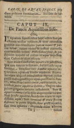 Caput IX. De Paucis Aquatilibus Insectis.