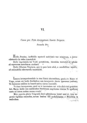 VI. Canon pro Festo Assumptionis Sanctæ Deiparæ. Secunda Die.