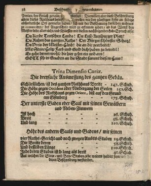 Trina Dimensio Curiae. Die dreyfache Ausmessung des gantzen Gebäu.