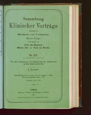Über die Beziehungen der Krankheiten des Kindesalters zu den Zahnkrankheiten