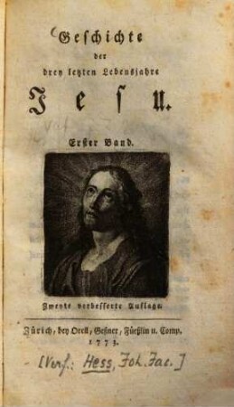 Geschichte der drey letzten Lebensjahre Jesu, 1