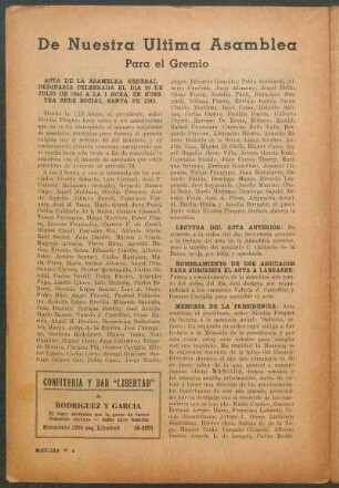 De nuestra Última Asamblea : Para el Gremio