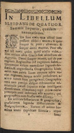 In Libellum Sleidani De Quatuor Summis Imperiis, quaedam annotationes.