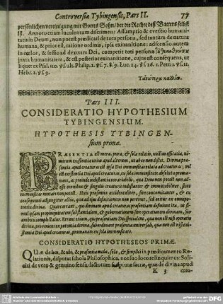 Pars III. Consideratio Hypothesium Tybingensium