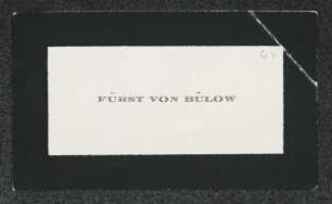 Brief von Bernhard von Bülow an Gerhart Hauptmann
