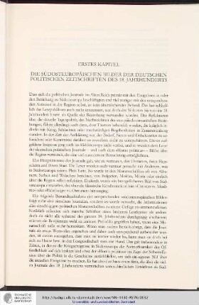 Erstes Kapitel: Die Südosteuropäischen Bilder der Deutschen politischen Zeitschriften des 18. Jahrhunderts