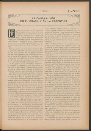 La causa aliada en el Brasil y en la Argentina