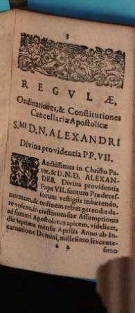 Constitutiones Cancellariae Romanae sub Alexandro 7.