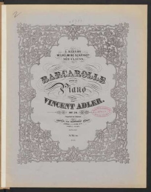 Barcarolle pour le piano op. 26