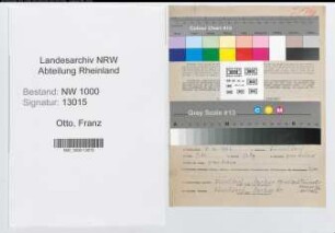 Entnazifizierung Franz Otto, geb. 04.06.1902 (Verw.Inspektor)