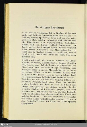 Die übrigen Sportarten