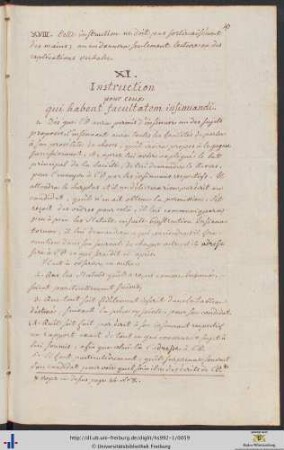 XI. Instruction pour ceux qui habent facultatem insinuandi.