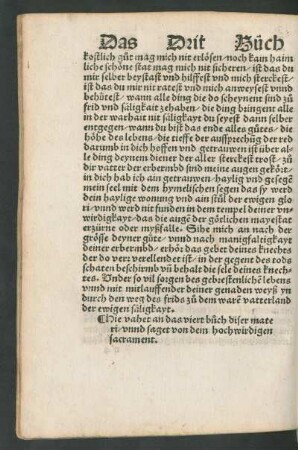 Hie vahet an das viert buch diser materi/ unnd saget von dem hochwirdigen sacrament.