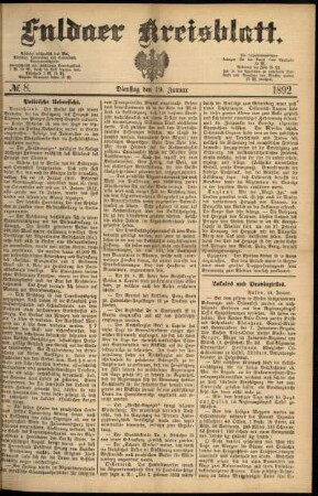 Ausgabe vom Dienstag, den 19. Januar 1892.