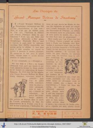 Les Voyages du "Grand Messager Boîteux de Strasbourg".