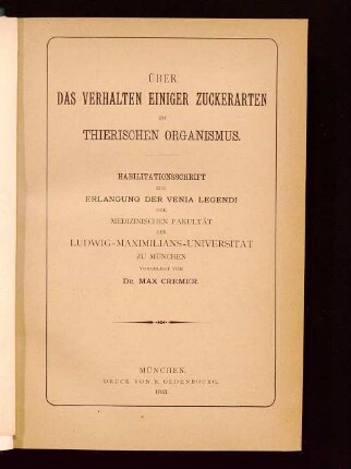 Über das Verhalten einiger Zuckerarten im thierischen Organismus