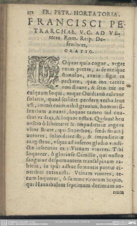 Ad Veteres Rom. Reip. Defensores, Oratio