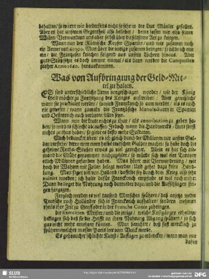 Was von Aufbringung der Geld-Mittel zu halten