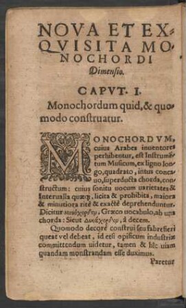 Nova Et Exquisita Monochordi Dimensio.