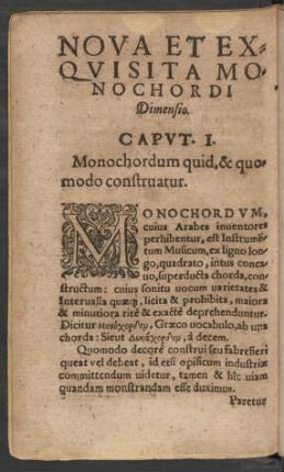 Nova Et Exquisita Monochordi Dimensio.