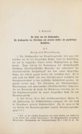 2. Kapitel. Die Lehre von den Rechtsquellen. Die Rechtsquellen des öffentlichen und privaten Rechts; ihr gegenseitiges Verhältnis