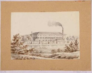 Die Maschinenfabrik und Schiffswerft in Übigau bei Dresden, nordwestlich des Schlosses an der Elbe, (1836-1841 Maschinenbau-Anstalt, 1870-1958 Schiffswerft auf fast gleichem Standort)
