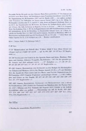 Aa 125a s. Katalog der neuzeitlichen Handschriften