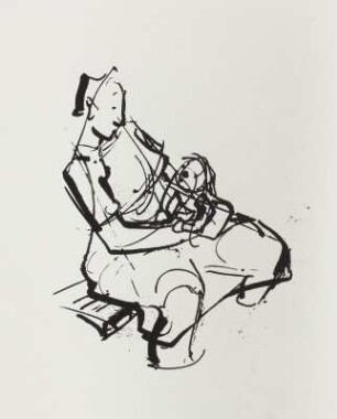 Sitzende Frau mit Kind, nach rechts