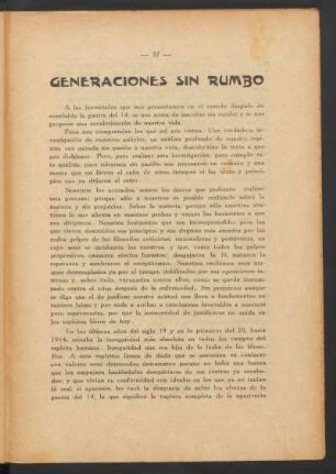 Generaciones sin rumbo