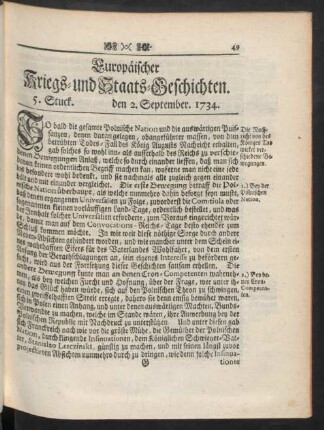 5. Stuck. den 2. September. 1734.