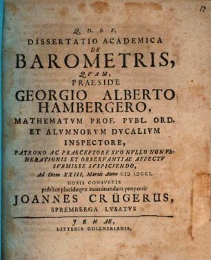 Dissertatio academica de barometris