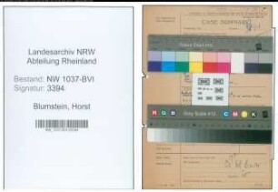 Entnazifizierung Horst Blumstein , geb. 28.05.1915 (Verwaltungsangestellter)