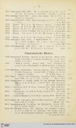 Numismatische Bücher (Nr. 2026-2049)