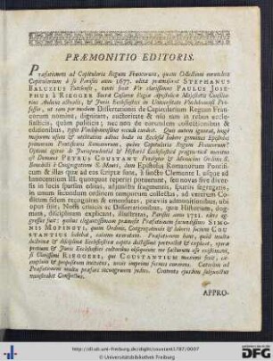 Praemonitio Editoris.