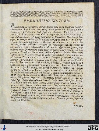 Praemonitio Editoris.