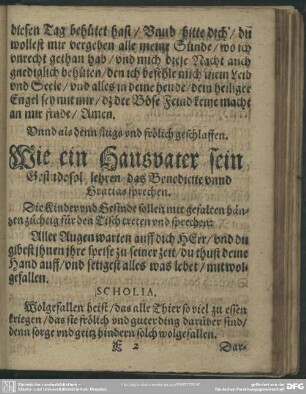 Wie ein Hausvater sein Gesinde sol lehren das Benedicite und Gratias sprechen.
