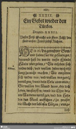 XXXIX. Ein Gebet wieder den Türcken