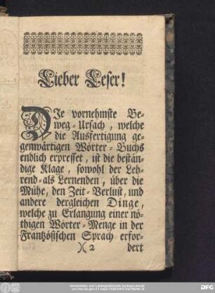 Lieber Leser!