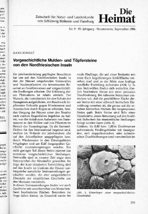 Vorgeschichtliche Mulden- und Töpfersteine von den Nordfriesischen Inseln