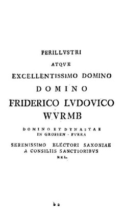 Perillvstri Atqve Excellentissimo Domino Domino Friderico Lvdovico Wvrmb [...]