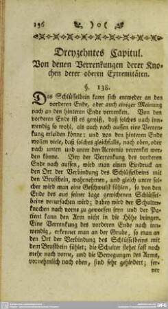 Dreyzehntes Capitul. Von denen Verrenkungen derer Knochen derer oberen Extremitäten
