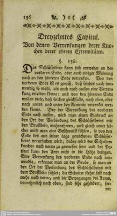 Dreyzehntes Capitul. Von denen Verrenkungen derer Knochen derer oberen Extremitäten